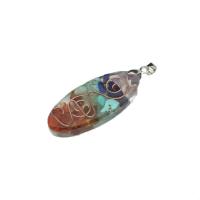 Gemstone Pendants Jewelry Natural Stone with Resin & Zinc Alloy epoxy gel DIY nickel lead & cadmium free Sold By PC