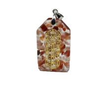 Gemstone Pendants Jewelry Red Agate with Resin & Zinc Alloy epoxy gel DIY red nickel lead & cadmium free Sold By PC