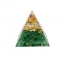Природный камень Пирамида украшения, с канифоль, пирамида, эпоксидная смола, разный размер для выбора, зеленый, не содержит никель, свинец, продается PC