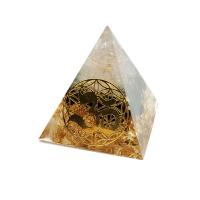 Piedra natural Decoración Pirámide, con resina & aleación de zinc, engomada de gota, diverso tamaño para la opción, libre de níquel, plomo & cadmio, Vendido por UD