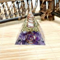 Natural Stone Pyramid Decoration, with Resin & Tibetan Style, Pyramidal, epoxy gel, more colors for choice, nickel, lead & cadmium free, 50x50mm, Sold By PC