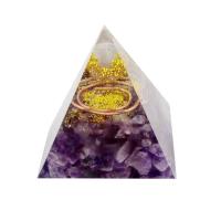 Природный камень Пирамида украшения, с Синтетическая смола, пирамида, эпоксидная смола, Много цветов для выбора, не содержит никель, свинец, 60x60mm, продается PC