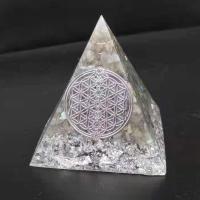 Natural Stone Pyramid Decoration, with Resin & Tibetan Style, Pyramidal, epoxy gel, nickel, lead & cadmium free, 60x60mm, Sold By PC