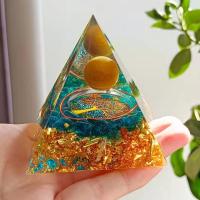 Natural Stone Pyramid Decoration, with Resin, Pyramidal, epoxy gel, blue, nickel, lead & cadmium free, 60x60mm, Sold By PC