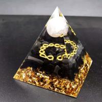 Natural Stone Pyramid Decoration, with Resin & Tibetan Style, Pyramidal, epoxy gel, more colors for choice, nickel, lead & cadmium free, 60x60x5mm, Sold By PC