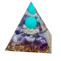 amatista Decoración Pirámide, con Resina sintética, engomada de gota, Púrpura, libre de níquel, plomo & cadmio, 60x60mm, Vendido por UD