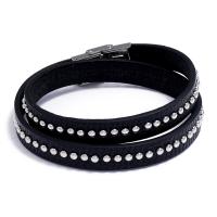 PU Leather Cord Bracelets Zinc Alloy with PU Leather & Stainless Steel fashion jewelry & handmade & Unisex black nickel lead & cadmium free Sold By Strand