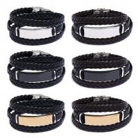 Wrap Bracelet, PU Leather, with Silicone & Stainless Steel, Adjustable & fashion jewelry & Unisex, more colors for choice, 600x10mm, Sold By Strand