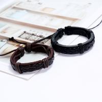 PU Leather Cord Bracelets with Wax Cord Adjustable & fashion jewelry & Unisex 17-18cmuff0c1.2cm Sold By Strand