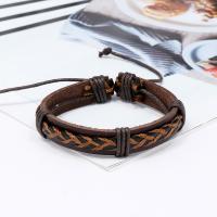 PU Leather Cord Bracelets, with Knot Cord & Wax Cord, Adjustable & fashion jewelry & Unisex, brown, 17-18cmuff0c1.2cm, Sold By Strand