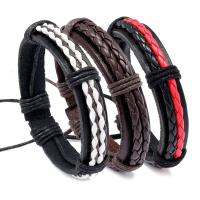 PU Leather Cord Bracelets, with Linen & Wax Cord, Adjustable & fashion jewelry & Unisex, more colors for choice, 17-18cmuff0c1.2cm, Sold By Strand