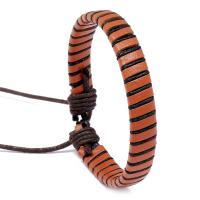 PU Leather Cord Bracelets with Wax Cord Adjustable & fashion jewelry & Unisex brown 17-18cmuff0c1.2cm Sold By Strand