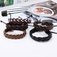 PU Leather Cord Bracelets, with Wax Cord, Adjustable & fashion jewelry & Unisex, more colors for choice, 17-18cmuff0c1.2cm, Sold By Strand