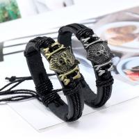 PU Leather Cord Bracelets Zinc Alloy with PU Leather & Wax Cord fashion jewelry & handmade & Unisex nickel lead & cadmium free Sold By Strand