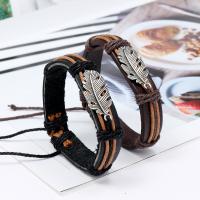 PU Leather Cord Bracelets Zinc Alloy with PU Leather & Wax Cord fashion jewelry & handmade & Unisex nickel lead & cadmium free Sold By Strand