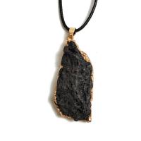 Bijoux Pendentifs en pierres gemmes, lave volcanique, bijoux de mode & DIY, noire, 50mm, 2PC/sac, Vendu par sac
