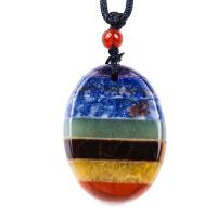 Gemstone Pendants Jewelry, Energy Stone, fashion jewelry & DIY, multi-colored, 30*40mm, 2PCs/Bag, Sold By Bag