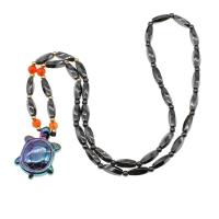 Magnetische Halskette, Magnetische Hämatit, Unregelmäßige, silberfarben plattiert, keine, 40x21x10mm, verkauft per ca. 36 cm Strang