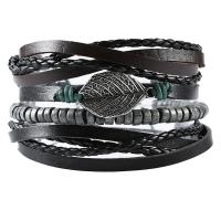 Wrap Bracelet, PU Leather, plated, Adjustable & fashion jewelry & multilayer & Unisex, 40mm, Sold By Strand