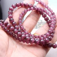 Perles de bijoux oeil de chat, Rond, poli, DIY & normes différentes pour le choix, violet, Vendu par brin