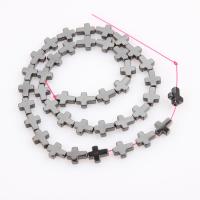 Nicht-magnetische Hämatit Perlen, Non- magnetische Hämatit, Kreuz, plattiert, DIY & verschiedene Größen vorhanden, schwarz, verkauft von Strang