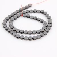 Non Magnetic Hematite Beads, Flower, plated, DIY, black, 7mm, 60PCs/Strand, Sold By Strand
