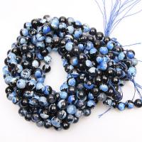 Achat Perlen, Feuerachat, rund, poliert, DIY & verschiedene Größen vorhanden & facettierte, blau, verkauft von Strang
