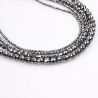 Nicht-magnetische Hämatit Perlen, Non- magnetische Hämatit, rund, poliert, DIY & verschiedene Größen vorhanden & facettierte, schwarz, verkauft von Strang