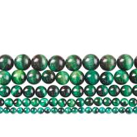 Tigerauge Perlen, rund, poliert, DIY & verschiedene Größen vorhanden, grün, verkauft von Strang