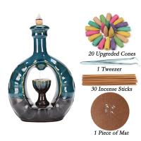 Backflow Incense Burner, Porcelain, plated, for home and office & durable, 220x140x135mm, Sold By PC