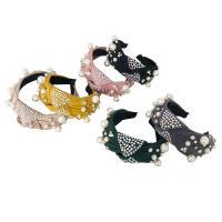 Hair Bands, Cloth, with Plastic Pearl, for woman & with rhinestone, more colors for choice, 150x170mm, Sold By PC