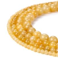 Natural Chalcedony Bead Yellow Calcedony Round polished DIY yellow Sold By Strand