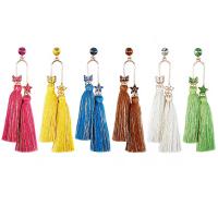 Fashion Fringe Earrings Zinc Alloy with Cotton Thread Tassel plated fashion jewelry & for woman & with rhinestone nickel lead & cadmium free Sold By Pair