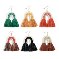 Fashion Fringe Earrings Zinc Alloy with Cotton Thread Tassel plated fashion jewelry & handmade & for woman nickel lead & cadmium free Sold By Pair