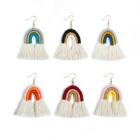 Fashion Fringe Earrings Zinc Alloy with Cotton Thread Tassel plated fashion jewelry & handmade & for woman nickel lead & cadmium free 74mm Sold By Pair
