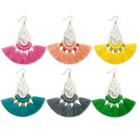 Fashion Fringe Earrings, Tibetan Style, with Cotton Thread, Tassel, plated, fashion jewelry & handmade & for woman, more colors for choice, nickel, lead & cadmium free, 87x92mm, Sold By Pair