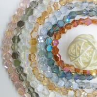 Perles murano plaquées, chalumeau, hexagone, Placage, facettes, plus de couleurs à choisir, 4mm, 70PC/brin, Vendu par brin