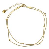 Stainless Steel Jewelry Bracelet, plated, fashion jewelry & for woman, gold, 3mm,1mm, Sold Per 8.5 Inch, 2 Inch Strand