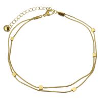 Stainless Steel smycken Armband, ROSTFRITT STÅL, plated, mode smycken & för kvinna, guld, 3x3mm,1mm, Såld Per 8.5 inch, 2 inch Strand
