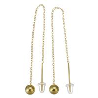 Stainless Steel Thread Through Earrings, plated, fashion jewelry & for woman, gold, 113mm,6x7.5mm, Sold By Pair