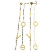 Edelstahl Tropfen Ohrring, plattiert, Modeschmuck & für Frau, Goldfarbe, 85mm,7x10.5mm, verkauft von Paar
