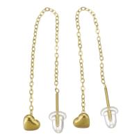 Stainless Steel Thread Through Earrings plated fashion jewelry & for woman gold 75mm Sold By Pair