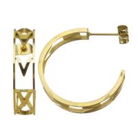 Boucle d'oreille de gaujon en acier inoxydable, Placage, bijoux de mode & pour femme, Or, 6x26mm, Vendu par paire