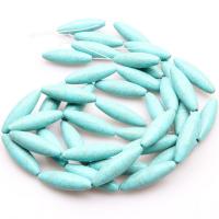 Turquoise Beads, Rice, polished, DIY, turquoise blue, 12x40mm, 10PCs/Strand, Sold By Strand