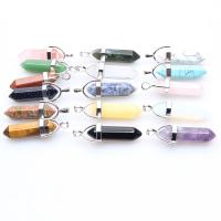 Gemstone Pendants Jewelry, Natural Stone, with Tibetan Style, polished, DIY, more colors for choice, 8x31mm, Sold By PC