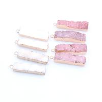 Ice Quartz Agate Pendant, with Tibetan Style, Rectangle, polished, DIY, more colors for choice, 45x10mm, Sold By PC
