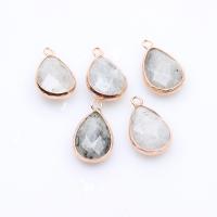 Gemstone Pendants Jewelry, Labradorite, with Tibetan Style, Teardrop, gold color plated, DIY, 22x14mm, Sold By PC