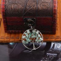 Gemstone Pendants Jewelry Natural Stone with Zinc Alloy Round silver color plated DIY 48mm Sold By PC