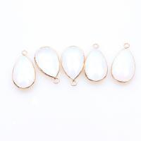 Gemstone Pendants Jewelry Sea Opal with Zinc Alloy Teardrop gold color plated DIY white Sold By PC