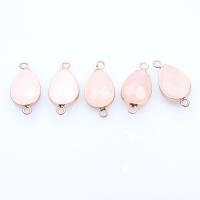 Gemstone Connector, Pink Aventurine, with Tibetan Style, Teardrop, gold color plated, DIY & different size for choice, pink, nickel, lead & cadmium free, Sold By PC